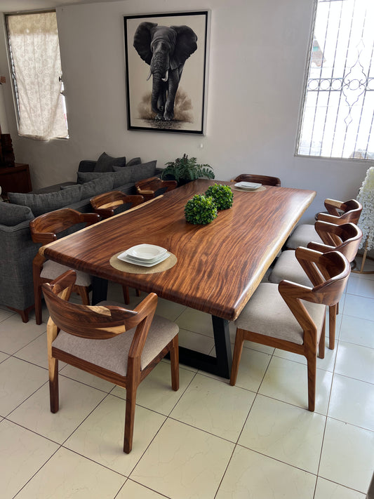Comedor Planchón de parota 8sillas concha